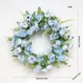 Blue artificial peony hydrangea flower wreath for home decor, wedding party and wall hanging. - Lake Blue