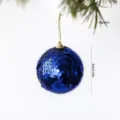 bola de navidad colgante con lentejuelas azules de 8 cm decoración festiva árbol - 8cm / Azul