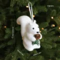 White fluffy squirrel Christmas tree hanging ornament plush cute holiday party decor - Small Squirrel