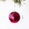 bola de navidad con lentejuelas rosas de 8cm adorno colgante para árbol decoración de - 8cm / Rosa rojo