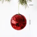 Bola de Navidad con lentejuelas 10 cm roja adorno colgante para árbol decoración festiva - 10cm / Rojo