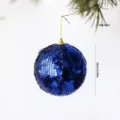 Bola de Navidad con lentejuelas azules colgante brillante de 10cm para decoración. - 10cm / Azul