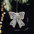 Bonito adorno colgante de lazo de Navidad blanco con purpurina para arbol 2pcs 9cm - 2 Piezas/Juego / Lazo Hueco Blanco