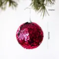 Bola de Navidad roja con lentejuelas, adorno colgante de 10 cm para árbol y decoración festiva. - 10cm / Rosa rojo