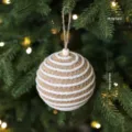 Noordse stijl jute en katoenen touw gewikkelde kerstboom hangende bal ornament 10cm - Stijl A / 10cm