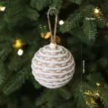 Estilo nórdico 8cm yute y cuerda de algodón envuelto bola adorno colgante de árbol. - Estilo C / 8cm
