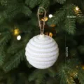 Bola de Navidad Colgante de Cuerda Blanco y Beige, Variante de Medida 8cm Diseño - Estilo D / 8cm