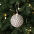 Adorno colgante para árbol de navidad estilo nórdico, bola envuelta en cuerda de yute y algodón, 8cm. - Estilo E / 8cm