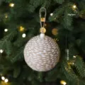 Adorno de árbol de Navidad con bola de cuerda de yute rústica, 10 cm, 26 g, decoración. - Estilo E / 10cm