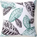Abstract leaf pattern throw pillow cover, minimalist white and green decorative cushion. - 45x45 Square (No Insert) / W0072-6