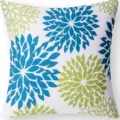 Blue and green abstract floral print cushion cover, modern geometric pillow case for sofa. - 45x45 Square (No Insert) / W0072-9