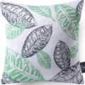 Abstract leaf printed cushion cover, modern green and grey decorative throw pillow case. - 45x45 Square (No Insert) / W0072-14