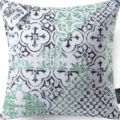 Modern geometric throw pillow cover, green abstract floral cushion case for sofa home decor. - 45x45 Square (No Insert) / W0072-16
