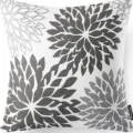 Modern abstract floral throw pillow cover grey white geometric cushion case for sofa decor - 45x45 Square (No Insert) / W0072-17