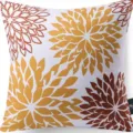 Abstract floral throw pillowcase, yellow and brown geometric print sofa cushion cover variant. - 45x45 Square (No Insert) / W0072-21