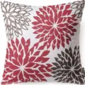 Modern minimalist abstract floral geometric print throw pillow cover, red and gray cushion cover. - 45x45 Square (No Insert) / W0072-25