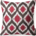 Red brown geometric print cushion cover abstract floral modern decorative pillow case - 45x45 Square (No Insert) / W0072-27