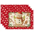 Christmas Placemats Set Festive Snowman Table Mat Red Holiday Kitchen Table Decor - Snowman and Gingerbread Man (Style 2)