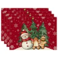 Christmas placemats set with cute snowman and gingerbread men pattern for holiday dining table. - Christmas Tree and Snowflakes (Style 3)