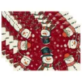 Christmas placemat festive snowman pattern red table mat holiday home dining decor set - Red Snowman Pattern (Style 5)