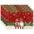 Christmas printed placemats set festive table decor holiday kitchen dining accessories - Christmas Gnomes and Pine (Style 6)