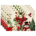 Christmas placemats set of 4 festive snowman poinsettia table mats winter dining decor - Cardinal and Christmas Tree (Style 8)