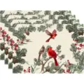 Christmas Cardinal Placemats Set Festive Pine Cone Table Mat Holiday Home Decor - Cardinal and Berries (Style 14)