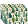 Christmas placemats set watercolor pine tree table mats holiday dining table decor set - Watercolor Christmas Tree (Style 15)