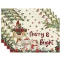 Christmas printed fabric placemat holiday home kitchen dining table decoration mat - Merry and Bright Snowman (Style 16)