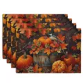 Autumn placemat Thanksgiving table mat pumpkin maple leaf print kitchen heat insulation mat - Pumpkin Maple Birds Style (Style 9) / 30x45cm