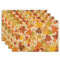 Autumn maple leaf print placemat set, decorative linen table mat for Thanksgiving kitchen. - Orange Yellow Autumn Maple Style (Style 7) / 30x45cm