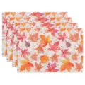 Set of 4 autumn maple leaf placemats for dining table kitchen decoration holiday. - Watercolor Red Maple Simple Style (Style 17) / 30x45cm