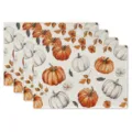 Set of 4 autumn pumpkin placemats Thanksgiving table mats harvest home decor linen - Watercolor Pumpkin Maple Classic Style (Style 15) / 30x45cm