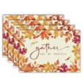 Autumn Thanksgiving placemat linen heat insulation table mat with maple leaf print for kitchen. - Gather And Be Grateful Style (Style 28) / 30x45cm