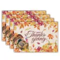 Thanksgiving placemats set of 4 autumn pumpkin maple leaf fabric table mats for kitchen - Happy Thanksgiving Turkey Style (Style 31) / 30x45cm