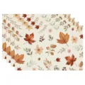 Autumn leaf print linen placemat, Thanksgiving table decor insulation mat variant style. - Autumn Acorn Maple Style (Style 35) / 30x45cm