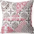 Geometric floral print throw pillow cover, vintage decorative cushion case for sofa bedroom. - 45x45 Square (No Insert) / W0072-28