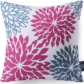 Abstract floral print throw pillow cover, vibrant magenta and blue square cushion case. - 45x45 Square (No Insert) / W0072-33