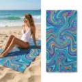Detail view of a colorful psychedelic swirl beach towel, quick-drying microfiber fabric. - 40*60cm / Style 2