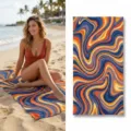 Retro abstract swirl print beach towel detail, soft microfiber quick-drying fabric for pool and spa. - 40*60cm / Style 8