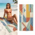 Abstract geometric print microfiber beach towel, quick-drying summer vacation swim bath towel. - 40*60cm / Style 9