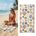 Microfiber beach towel with shell and coral print, quick drying travel bath towel for swim yoga. - 40*60cm / Shell Starfish and Coral Pattern (12)