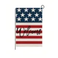 Amerikaanse Onafhankelijkheidsdag linnen tuinvlag met welkomsttekst voor buitendecoratie - Stijl 2