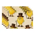 Summer lemon placemat set retro cartoon fabric dining table mat kitchen decor tableware pad - 45x30cm Single / Style 54