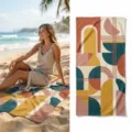 Geometric pattern beach towel detail shot, quick-dry fabric, abstract art print for summer. - 40*60cm / Modern Geometric Abstract Style (49)