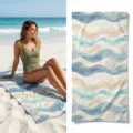 Quick-drying beach towel featuring a watercolor wave and seashell pattern for outdoor sports. - 40*60cm / Blue Green Wave Shell Style (47)