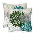 Detail view of modern geometric floral throw pillow covers, abstract leaf pattern home decor. - 45x45cm (Without Core) / Style-33