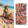 Colorful retro swirl beach towel, absorbent quick-dry bath towel for summer outdoor travel. - 7