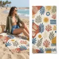 Boho botanical print beach towel quick dry lightweight microfiber pool towel for summer outdoor - 40*60cm / Bohemian Sun Coral Print (2)