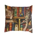 Detaillierter Katzen Bücherregal Kissenbezug, vintage dekorativer Kissenbezug für Sofa. - Stil 30